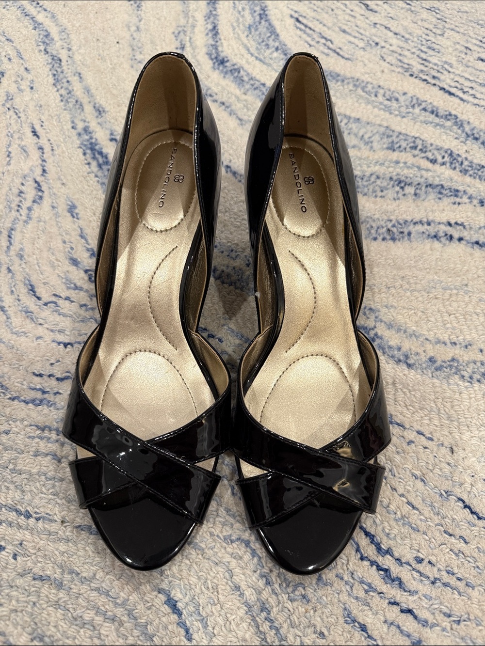 Bandolino Black Patent Peep-Toe Heels